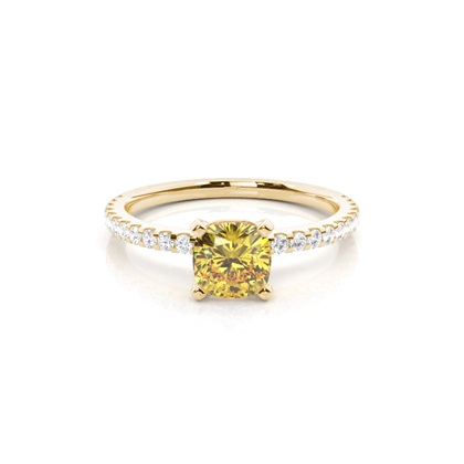 Yellow Diamond Side Stone Engagement Ring