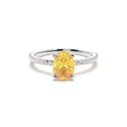 Yellow Diamond Side Stone Engagement Ring