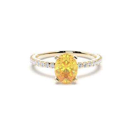 Yellow Diamond Side Stone Engagement Ring