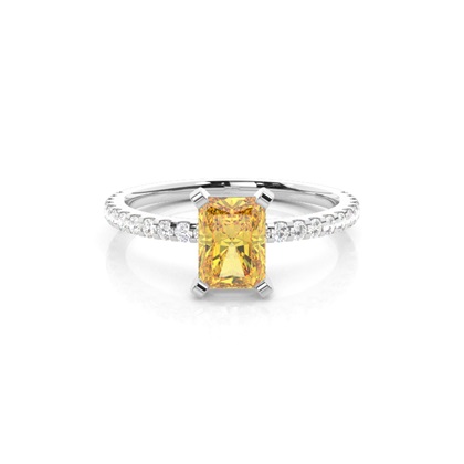Yellow Diamond Side Stone Engagement Ring