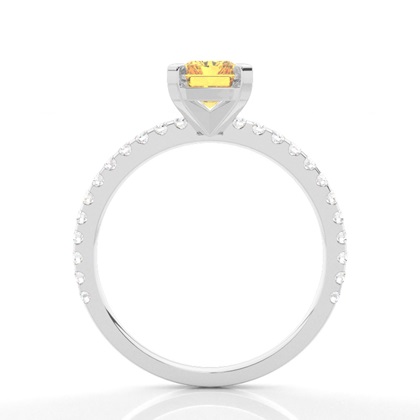 Verlobungsring mit gelbem Diamant und seitlichem Stein