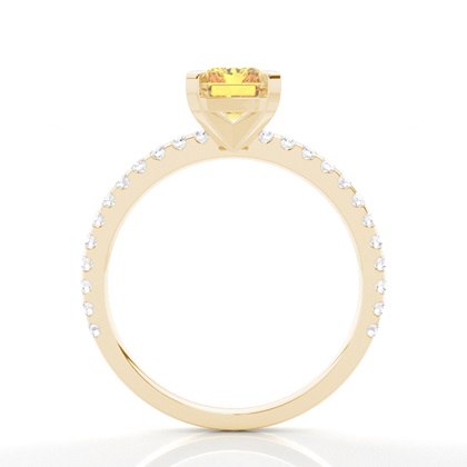 Verlobungsring mit gelbem Diamant und seitlichem Stein