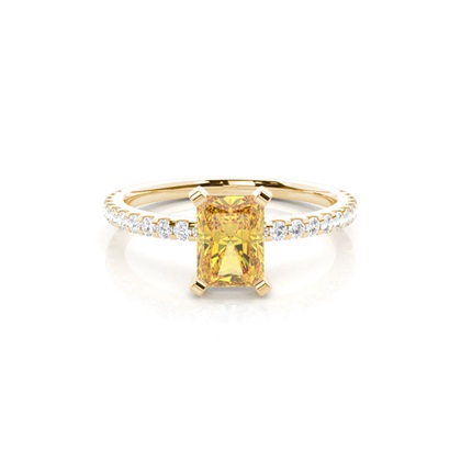 Yellow Diamond Side Stone Engagement Ring