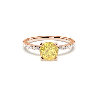 Yellow Diamond Side Stone Engagement Ring