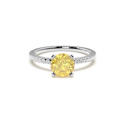 Yellow Diamond Side Stone Engagement Ring