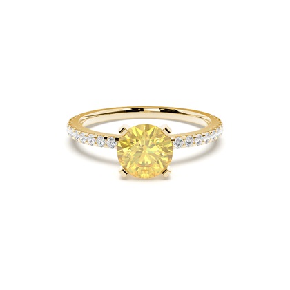 Yellow Diamond Side Stone Engagement Ring