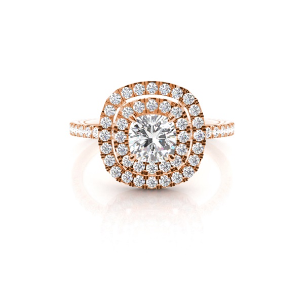 4 Prong Setting Side Stone Halo Engagement Ring