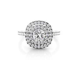 4 Prong Setting Side Stone Halo Engagement Ring