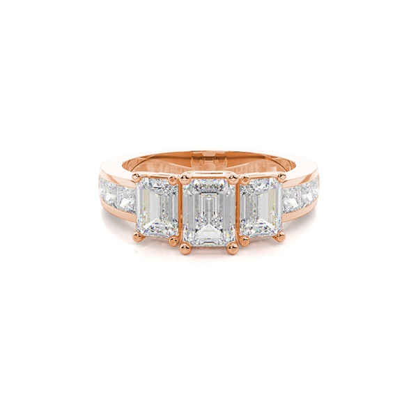 4 Prong Setting Studded Three Stone Ring