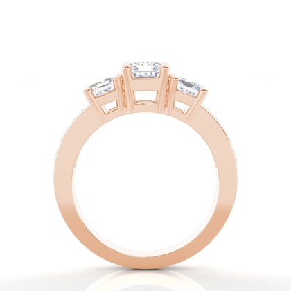 Emerald Rose Gold 3 Stone Diamond Rings