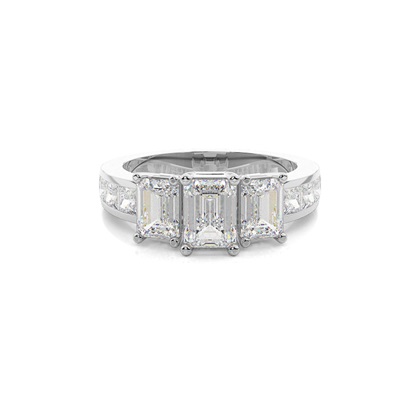 Emerald Diamond Rings Three Stone