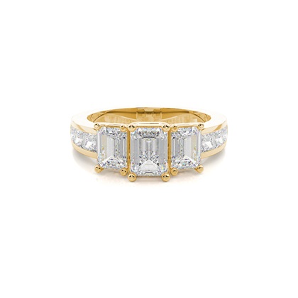 Yellow Gold Three Stone Diamond Rings