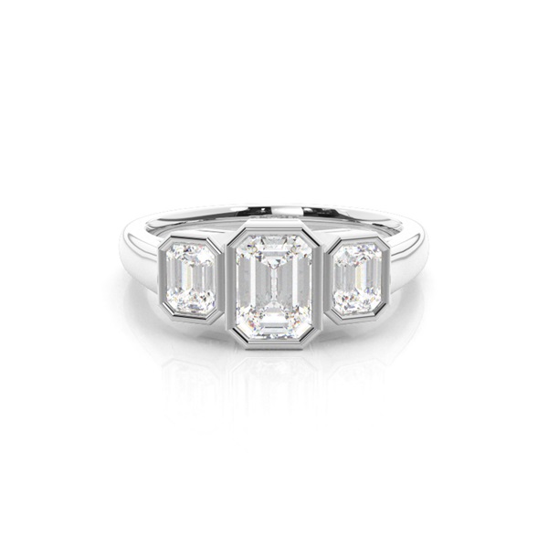 Full Bezel Setting Plain Three Stone Ring