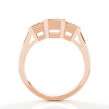 Emerald Rose Gold 3 Stone Diamond Rings