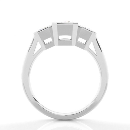 Emerald Platinum 3 Stone Diamond Rings