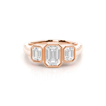 Rose Gold 3 Stone Diamond Rings