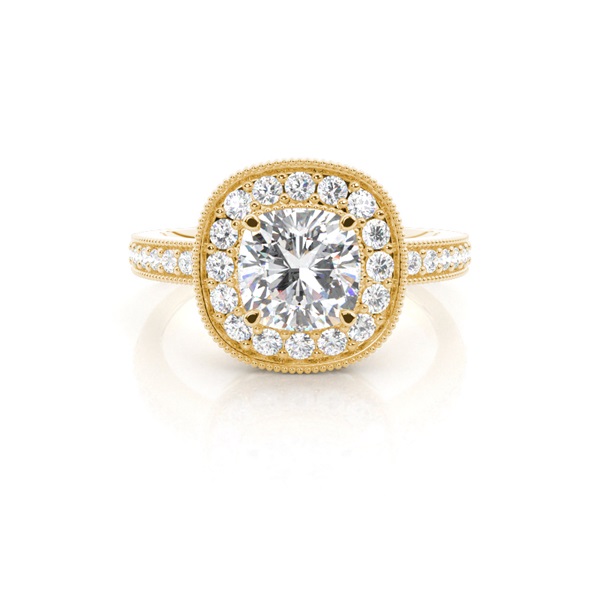 4 Prong Setting Side Stone Halo Engagement Ring