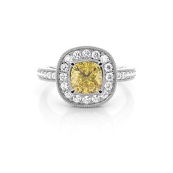 Gelber Diamant Halo Verlobungsring mit Seitensteinen