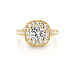 4 Prong Setting Side Stone Halo Engagement Ring