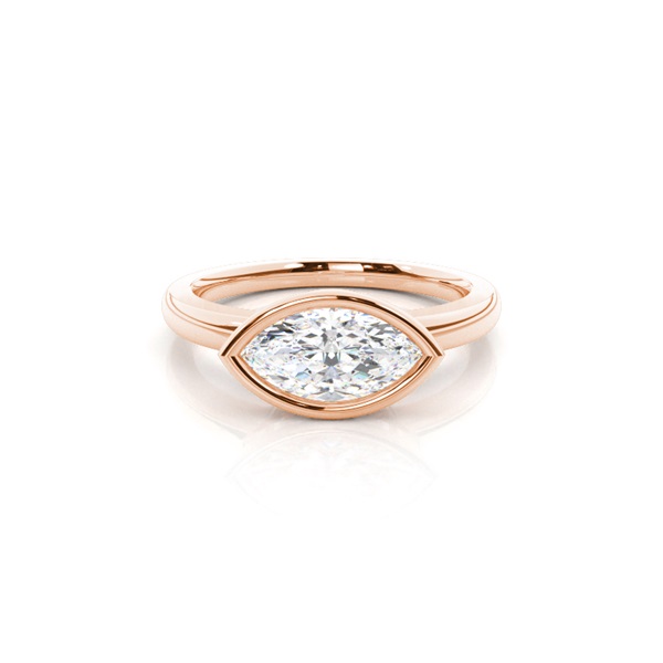 Full Bezel Setting Marquise Diamond Plain Engagement Ring