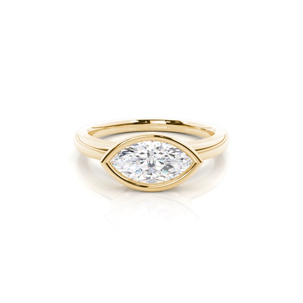 Full Bezel Setting Marquise Diamond Plain Engagement Ring