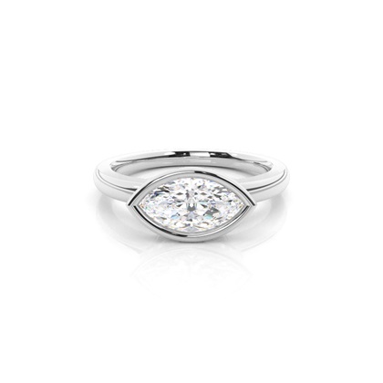 Full Bezel Setting Marquise Diamond Plain Engagement Ring