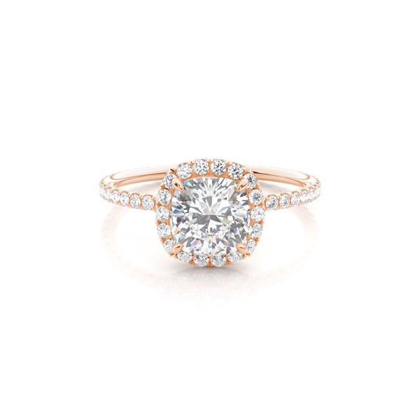 4 Prong Setting Side Stone Halo Engagement Ring
