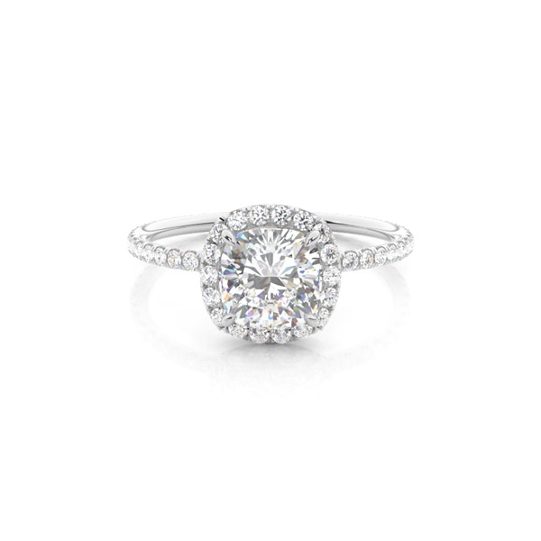 4 Prong Setting Side Stone Halo Engagement Ring