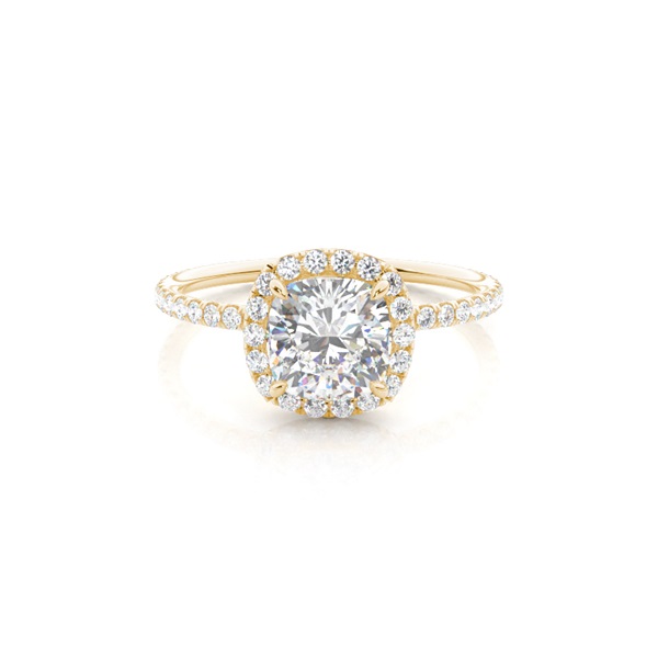 4 Prong Setting Side Stone Halo Engagement Ring