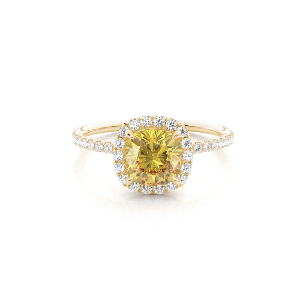 4 Prong Yellow Diamond Halo Engagement Ring