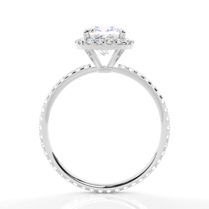 4 Prong Setting Side Stone Halo Engagement Ring