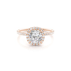 4 Prong Setting Side Stone Halo Engagement Ring