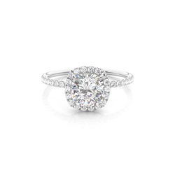 4 Prong Setting Side Stone Halo Engagement Ring