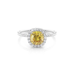 Gelber Diamant Halo Verlobungsring mit Seitensteinen