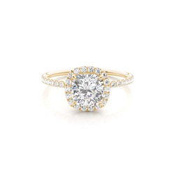 4 Prong Setting Side Stone Halo Engagement Ring