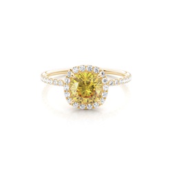 4 Prong Yellow Diamond Halo Engagement Ring