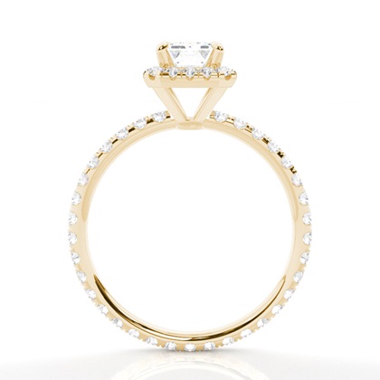 Emerald Yellow Gold Side Stone Engagement Rings