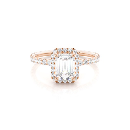 Emerald Rose Gold Side Stone Engagement Rings