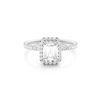 4 Prong Setting Side Stone Halo Engagement Ring