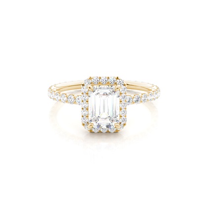 Emerald Yellow Gold Side Stone Engagement Rings
