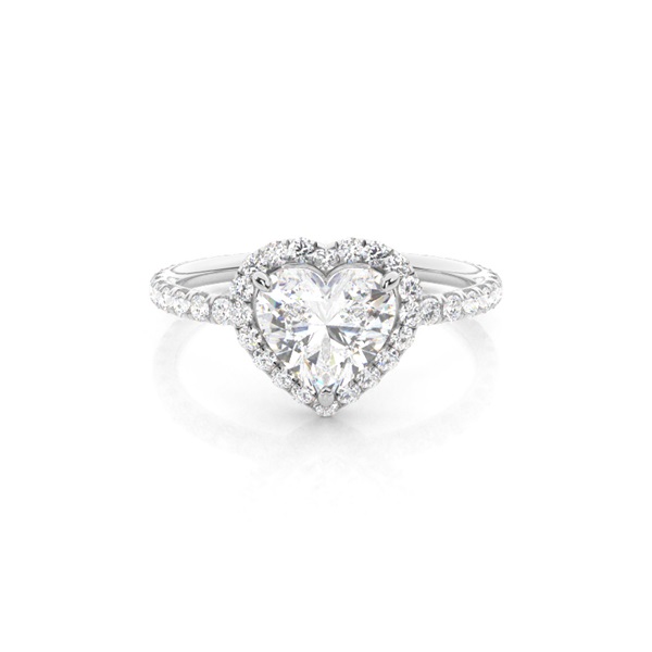 4 Prong Setting Side Stone Halo Engagement Ring