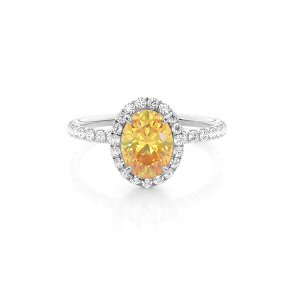 4 Prong Yellow Diamond Halo Engagement Ring