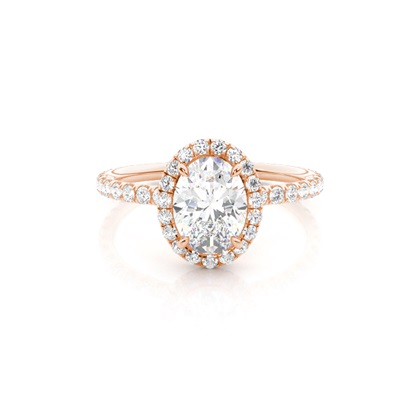 Oval Rose Gold Side Stone Engagement Rings
