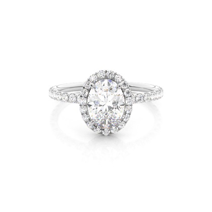 4 Prong Setting Side Stone Halo Engagement Ring