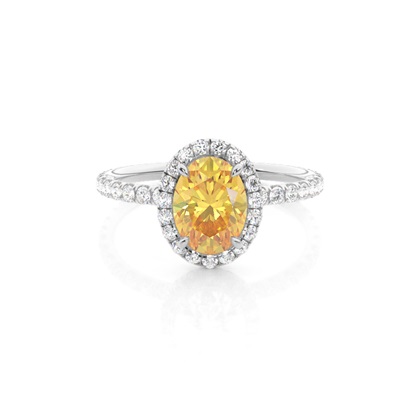 4 Prong Yellow Diamond Halo Engagement Ring