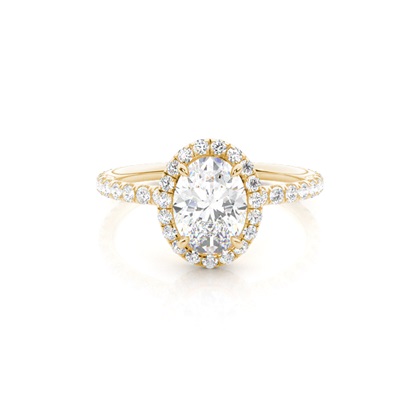 Oval Yellow Gold Side Stone Engagement Rings