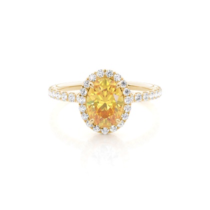 4 Prong Yellow Diamond Halo Engagement Ring