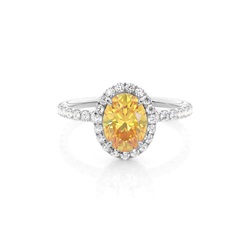 4 Prong Yellow Diamond Halo Engagement Ring