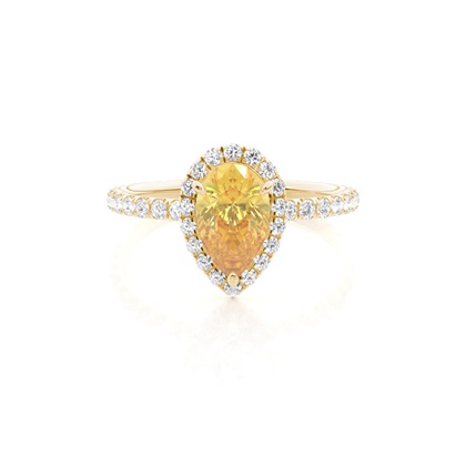 Pear Yellow Gold Diamond Engagement Rings