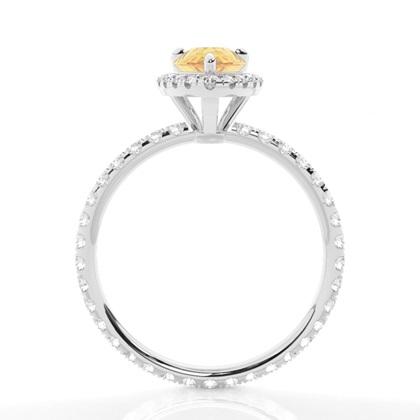 Gelber Diamant Halo Verlobungsring mit Seitensteinen